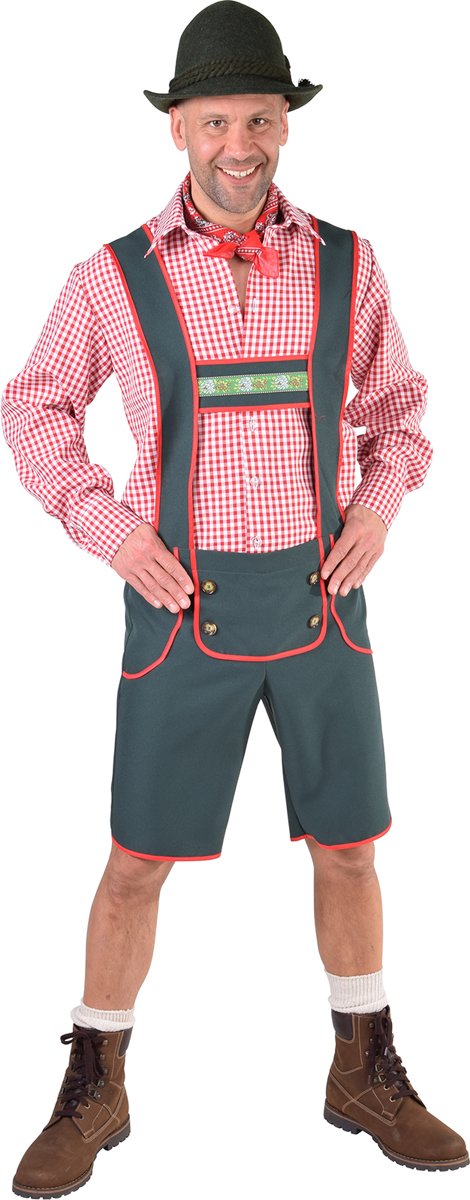 Groene korte Tiroler broek | Budget Lederhosen mannen maat M-L (48-52 )